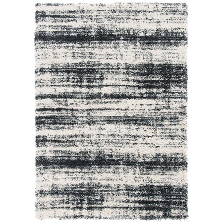 Safavieh 4 x 6 ft. Hudson Shag Power Loomed Rectangle Area Rug; Ivory & Dark Grey SGH212A-4
